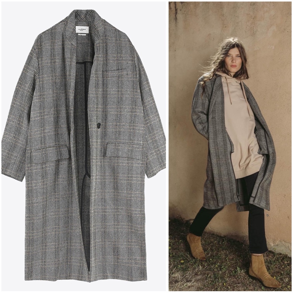 Isabel Marant 100% Virgin Wool Plaid Coat